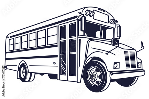Classic Yellow School Bus Illustration.