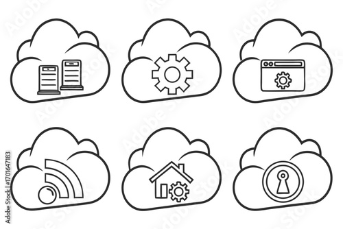 Cloud Computing Icons Set Technology Concepts.
