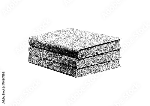 Stack of Three Textured Books in Black and White