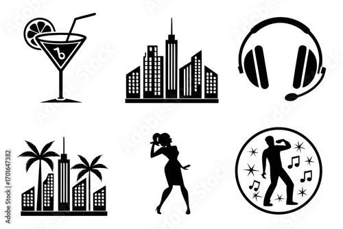 Collection of Entertainment and City Icons.