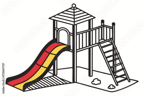 Colorful Playground Slide and Ladder Structure.