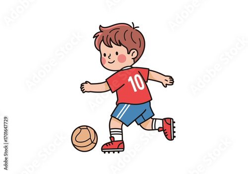 Boy playing soccer