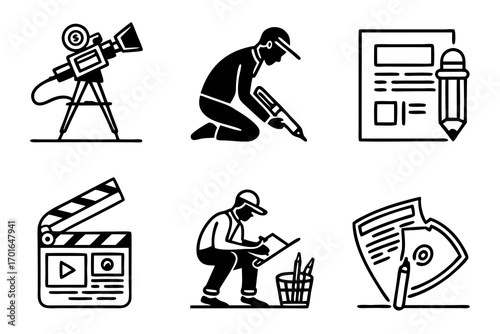 Creative Process Icons Filmmaking Writing and Design.
