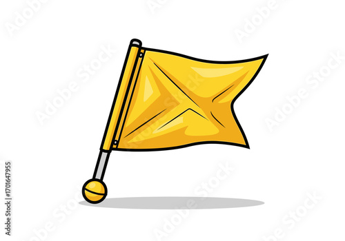 Yellow waving flag cartoon illustration