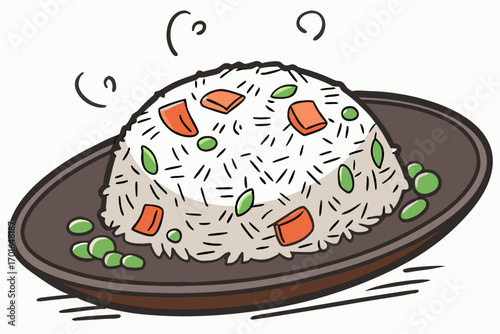 Delicious Cartoon Fried Rice Dish.