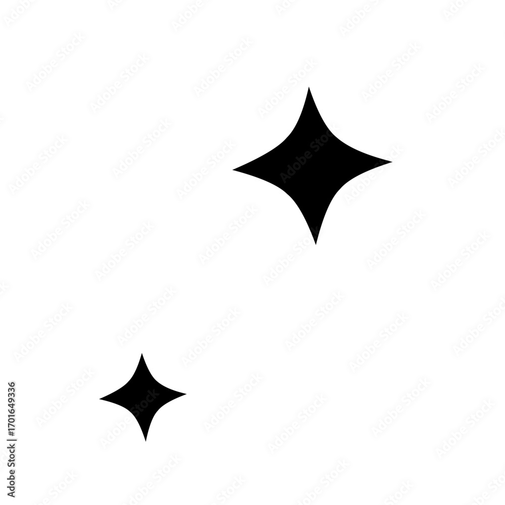 Fototapeta premium Black star sparkle vector illustration isolated on white background. Simple shining star icon for decoration, holiday design, or night sky element