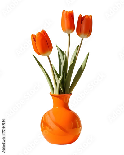 orange tulips in a vase