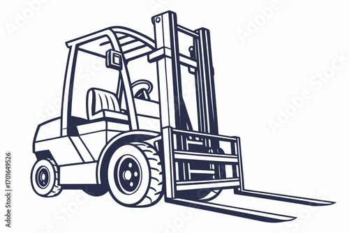 Industrial Forklift Truck Line Art.