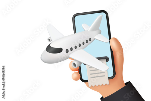 Online Flight Booking Concept with Smartphone and Airplane Icon