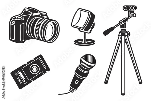 Photography and Audio Recording Equipment Icons.