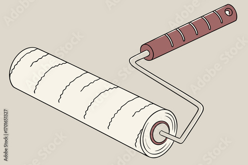 Simple Illustration of a Paint Roller Tool.