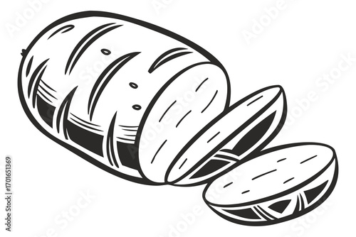 Sliced Loaf of Bread Illustration.