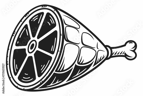 Stylized Ham Hock with Bone Illustration 1.