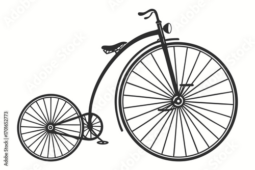 Vintage Penny Farthing Bicycle Silhouette.