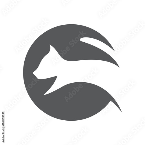  Silhouette of Cat in Circle