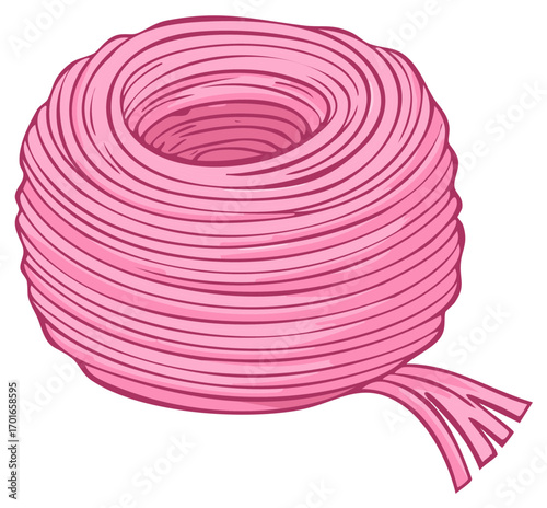 Pink ball of yarn or twine cartoon vector illustration