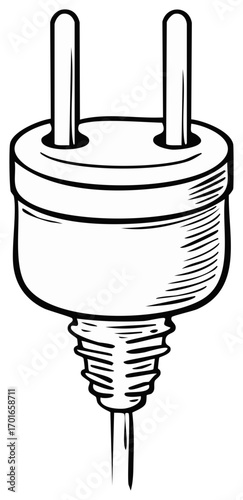 Electric Plug Illustration in Simple Line Art Style