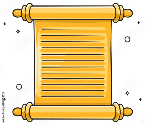 Golden Scroll Illustration of Ancient Manuscript with Space for Text
