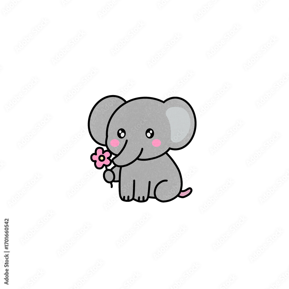Fototapeta premium Cute cartoon baby elephant illustration