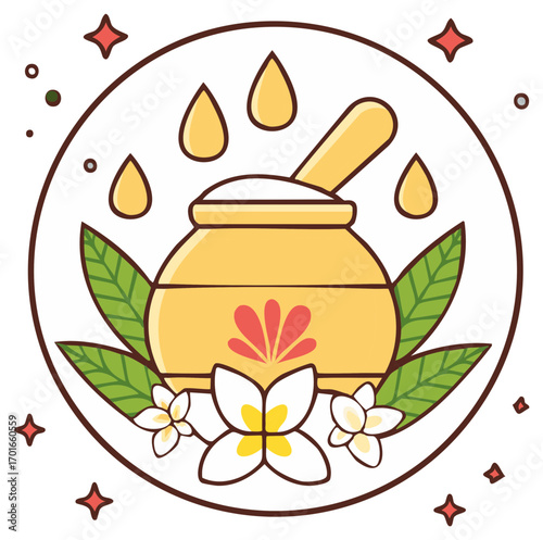Natural aromatherapy and wellness concept with mortar, pestle, essential oils, and flowers