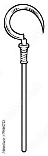 Ancient Egyptian Heka Scepter Royal Authority Symbol Line Art Illustration