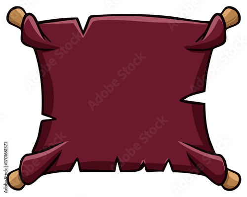 Antique Maroon Scroll Banner with Wooden Ends