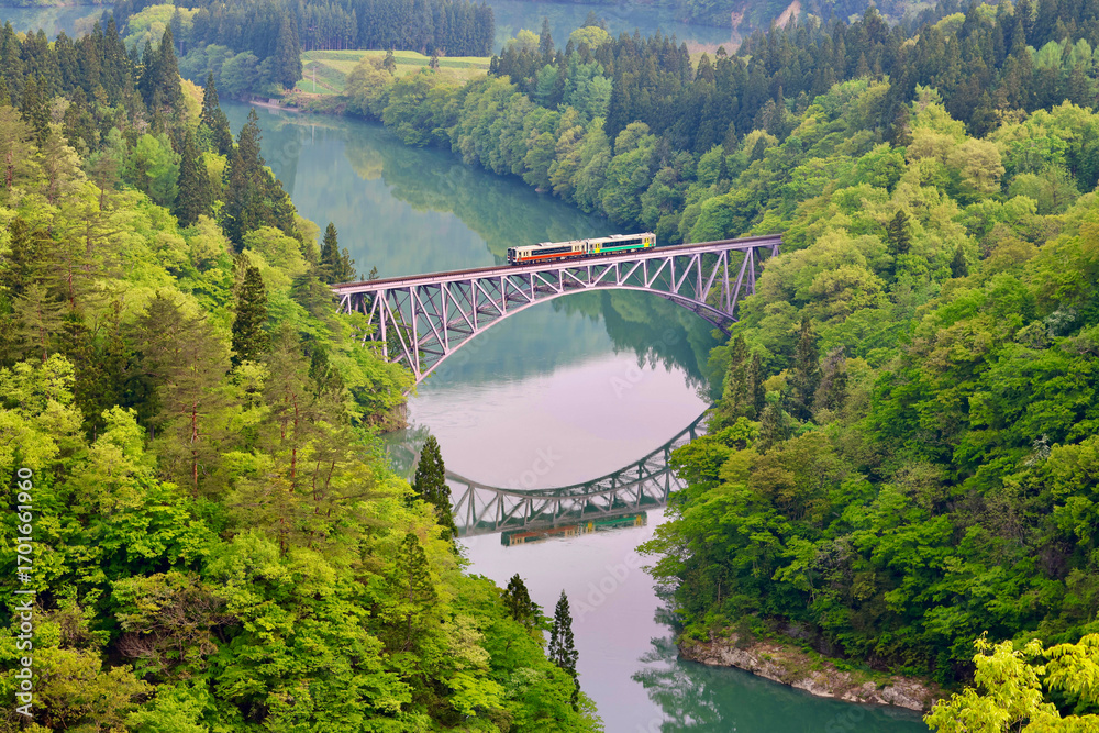 Fototapeta premium 只見線・第1橋梁(福島県・三島町)