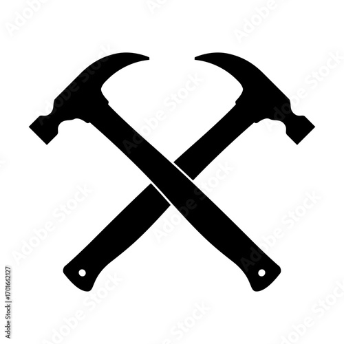 Crossed hammers svg cut file. Isolated vector illustration.