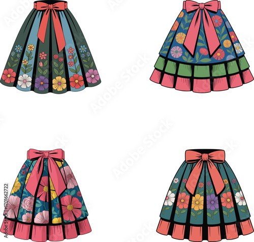 Floral Skirt Collection with Bow Detail