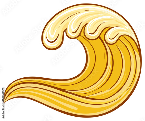 Stylized Wave Illustration Ocean Water Graphic Motif Decorative Artwork