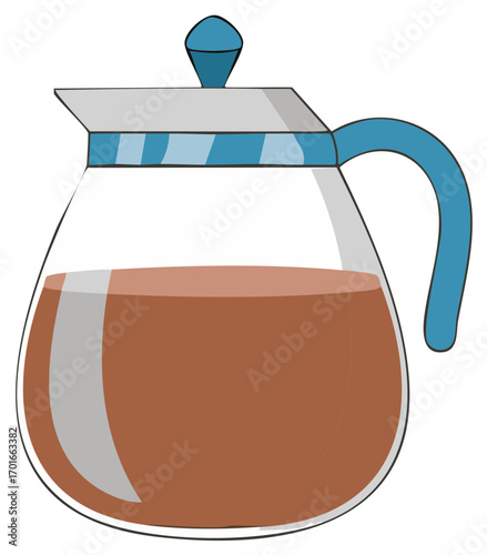 Illustration of a coffee pot with coffee inside.
