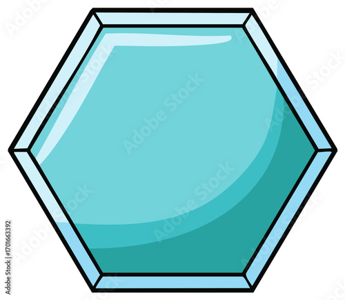 Illustration of a turquoise gem with a hexagonal design