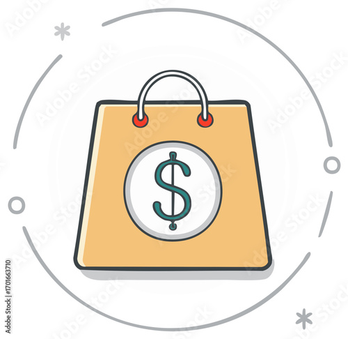 Shopping Bag with Dollar Sign Concept of Money and Commerce