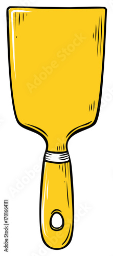 Handheld Yellow Paint Scraper Tool with Handle and Hanging Hole