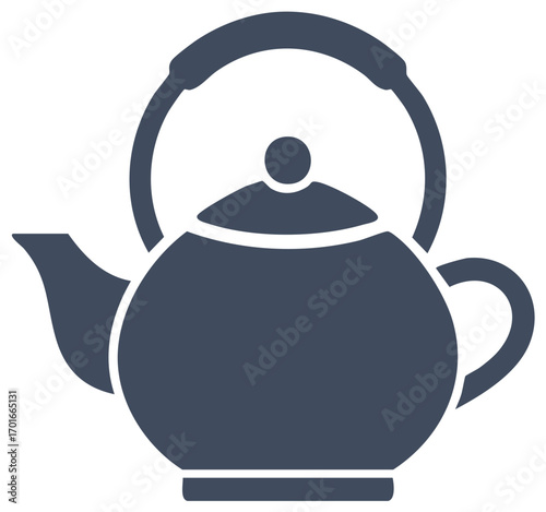 Simple classic teapot kettle icon silhouette for tea time and hot beverages