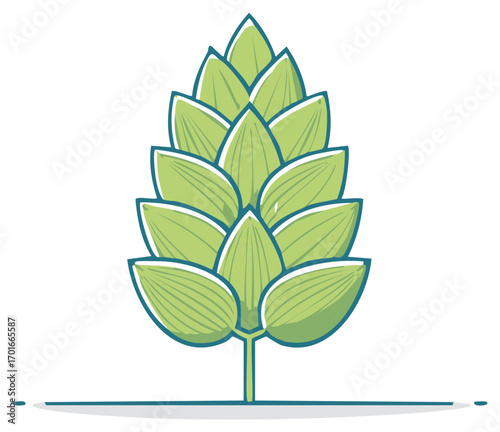 Isolated Green Hop Cone Illustration for Craft Beer and Brewery
