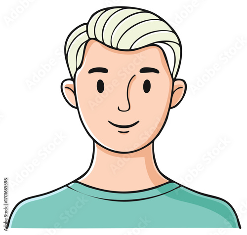 Smiling young man with blond hair simple character portrait illustration