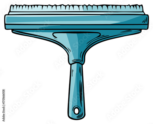 Cartoon style illustration of a blue window cleaning squeegee tool