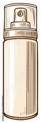 Beige Aerosol Spray Can Illustration with Cap and Nozzle for Personal Care Products