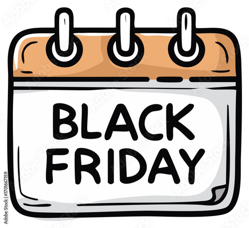 Doodle style calendar highlighting Black Friday sale event for seasonal shopping and deals