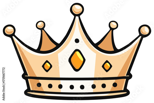 Golden royal crown with sparkling jewels illustration representing power and success
