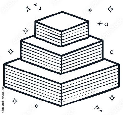 Stacked Square Tiers Illustration Outline Icon Pyramid Structure