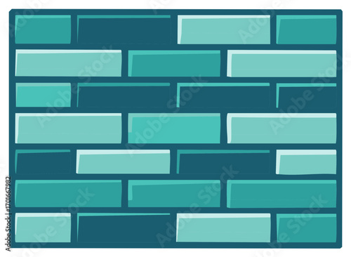 Modern Teal Brick Wall Texture with Gradient Shading and Clean Lines