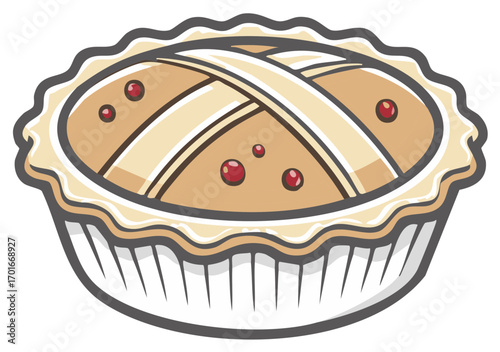 Berry Pie Illustration: Fresh Baked Dessert with Lattice Crust Topping