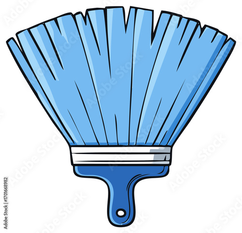 Blue Paintbrush with Fan Shape Bristles