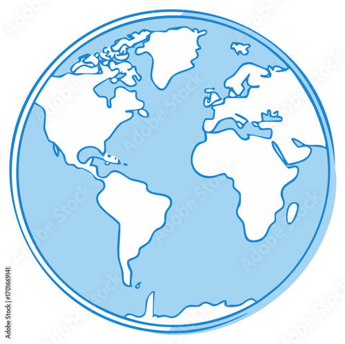 Stylized Earth Globe Illustration of World Geography and Global Concept
