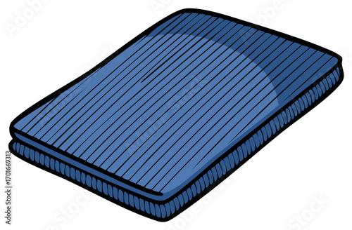Vector illustration of a blue bed blanket or mattress with detailed texture.
