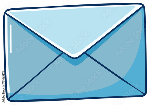 Stylized illustration of a blue closed envelope with white trim, symbolizing communication and mail delivery.