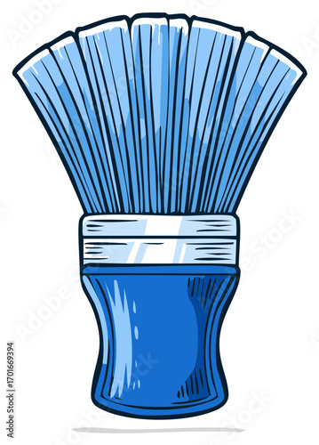 Cartoon illustration of a blue shaving brush for barbershop and men's grooming concepts