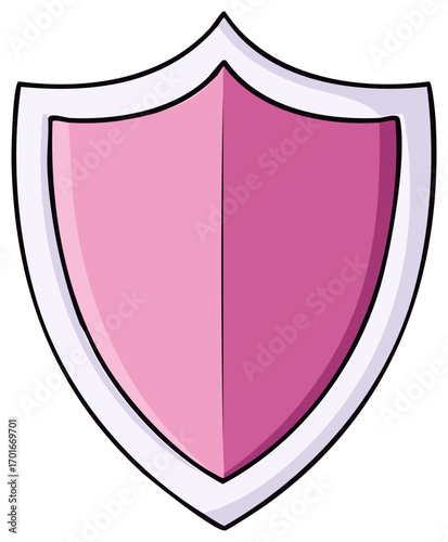 Vivid Pink Shield Illustration Guarding Protection Security Defense Icon Symbol Design Isolated on White